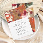 Invitación Naranja Resumen Boho 60th Birthday Party<br><div class="desc">Una invitación artística y contemporánea a la fiesta de cumpleaños número 60 en una audaz textura abstracta de naranja, oro, rojo, burdeos, marina y marfil, añade sofisticación y encanto bohemio a este diseño moderno. Los elegantes emparejamientos de tipos de letra funcionan con gusto con las obras de arte y los...</div>