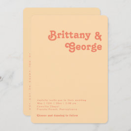 Invitación Naranja retro Boda De Todos En Un Borde Rodado