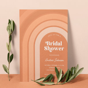 Invitación Naranja Retro Boho Rainbow Peach Brillante