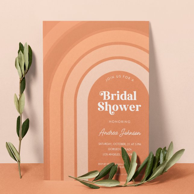 Invitación Naranja Retro Boho Rainbow Peach Brillante (Subido por el creador)