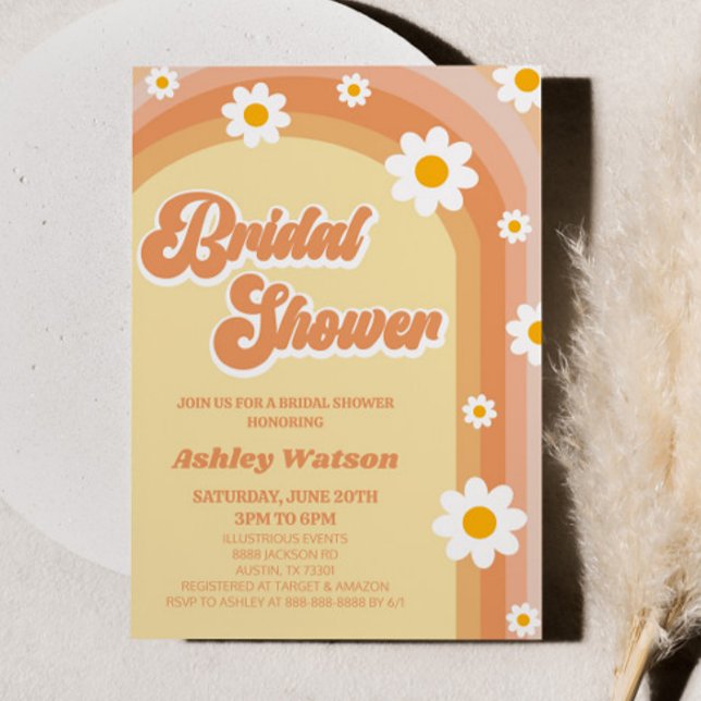 Invitación Naranja Retro Daisy Flower Bridal Shower (Subido por el creador)