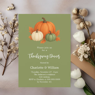 Invitación Naranja retro de calabaza de calabaza verde de Acc