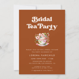 Invitación Naranja retro de estilo elegante Té nupcial