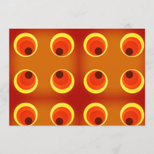 Invitación naranja retro de papel pintado, rojo 1970