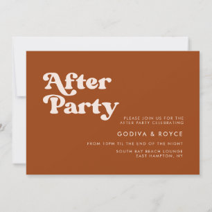 Invitación Naranja retro elegante Boda tras fiesta