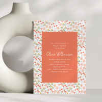 Naranja retro floral juguetón flores de novia duch