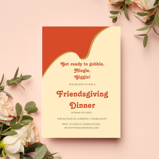 INVITACIÓN NARANJA RETRO FRIENDSGIVING (Subido por el creador)