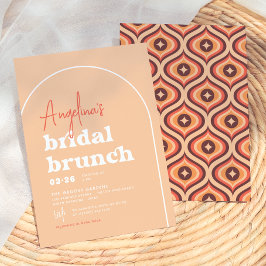 Invitación Naranja Retro Moderno Arco Desayuno Bridal Fiesta