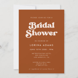 Invitación Naranja retro retro con estilo Foto ducha de novia