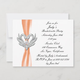 Invitación Naranja Ribbon Silver Caña Bachelorette Party