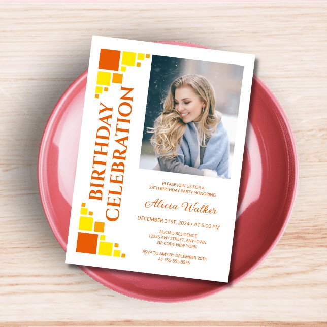 Invitación Naranja Rincón del marco digital amarillo foto Cum (Subido por el creador)
