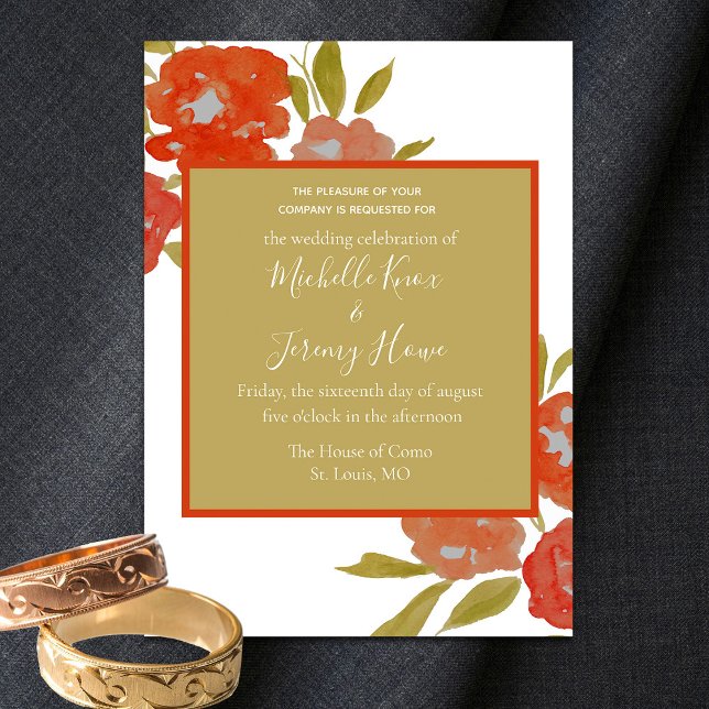 Invitación Naranja Rojo Bohemio Presupuestario Boda Floral de (Subido por el creador)