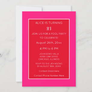Invitación Naranja Rojo Rojo Moderno Minimalista 21º cumpleañ
