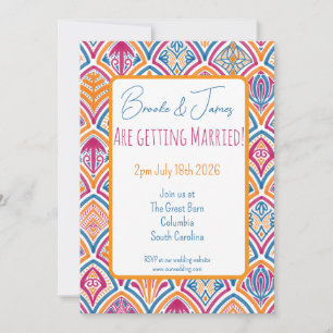 Invitación Naranja rosa Boda de ventilador de decoración Verd