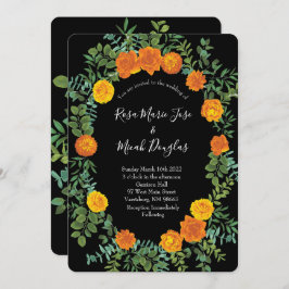 Invitación Naranja Rosa   Boda Floral