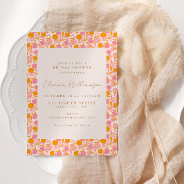 Invitación Naranja rosa Boho Floral Cute Brite Shower