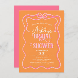 Invitación Naranja Rosa  Bridal De Marco Ondulado Audaz
