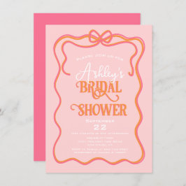 Invitación Naranja Rosa  Bridal De Marco Ondulado Audaz