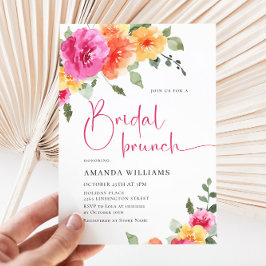 Invitación Naranja rosa brillante color de agua Flor ducha de