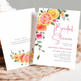 Invitación Naranja rosa brillante color de agua Flor ducha de