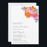 Invitación Naranja rosa brillante Floral Vibrante Bat Mitzvah<br><div class="desc">Celebre el Bar Mitzvah con esta moderna y elegante invitación,  con flores de naranja rosa y su texto personalizado. Añade fácilmente tus propios detalles haciendo clic en la opción "personalizar".</div>