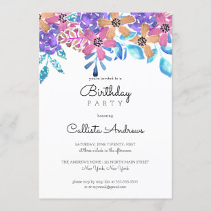 Invitación Naranja rosa Chica de acuarela floral