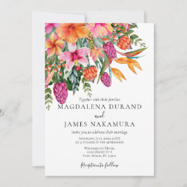 Invitación Naranja rosa colorido Boda de fotografía floral tr