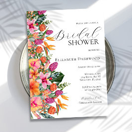 Invitación Naranja rosa colorido Tropical Floral Bridal Showe