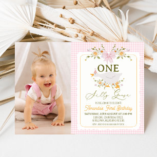 Invitación Naranja rosa de época foto de Goose Silly primer c