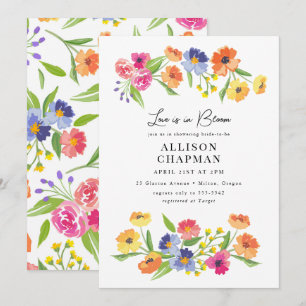 Invitación Naranja rosa  de flores brillante jardín de flores