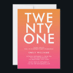Invitación Naranja rosa de la tipografía negrita Minimalista<br><div class="desc">Moderna tipografía negrita Minimalista Naranja rosa Invitación a cumplir 21 años</div>
