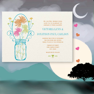 Invitación Naranja rosa de Mason Jar muere Boda de harina de