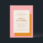 Invitación Naranja rosa del Fiesta de Mitzvah de Bat Geométri<br><div class="desc">Moderna geométrica negrita elegante Bat Mitzvah Party Invitación en rosa y Naranja</div>