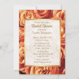 Invitación Naranja Rosa Floral Bridal Shower