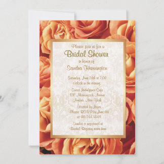 Invitación Naranja Rosa Floral Bridal Shower