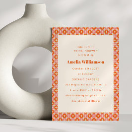 Invitación Naranja Rosa Mid Century Moderna Ducha Retro Brida
