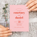 Invitación Naranja rosa moderno Boda de mezcla de moda<br><div class="desc">El moderno Naranja rosado Trendy Mix Match Wedding Invitation presenta modernos emparejamientos de tipo moderno con colores llamativos y modernos.</div>