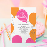 Invitación Naranja rosa moderno divertido globos 21º cumpleañ<br><div class="desc">Anuncie su hito con estilo con nuestra 21ª Invitación de la Fiesta de Cumpleaños - una perfecta mezcla de sofisticación y personalización! Sumérjase en el elegante y sencillo diseño de los globos rosados y naranjas sobre un fondo blanco inmaculado. ¿Qué nos diferencia? El poder de personalizar tu edad sin esfuerzo...</div>