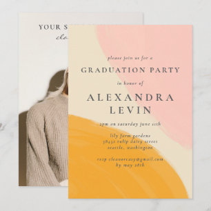 Invitación Naranja Rosa Resumen Graduación de la fotografía a