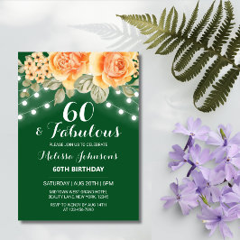 Invitación Naranja Rosa String Lights Green Birthday
