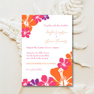 Invitación Naranja rosa tropical Boda de Hibiscus púrpura