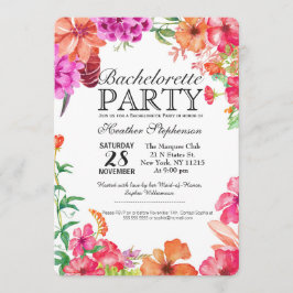 Invitación Naranja Rosa Watercolor Garden Bachelorette Party