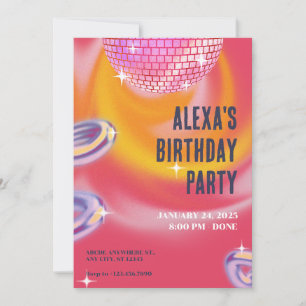 Invitación Naranja rosa y 2.000 fiesta de bolas de neón