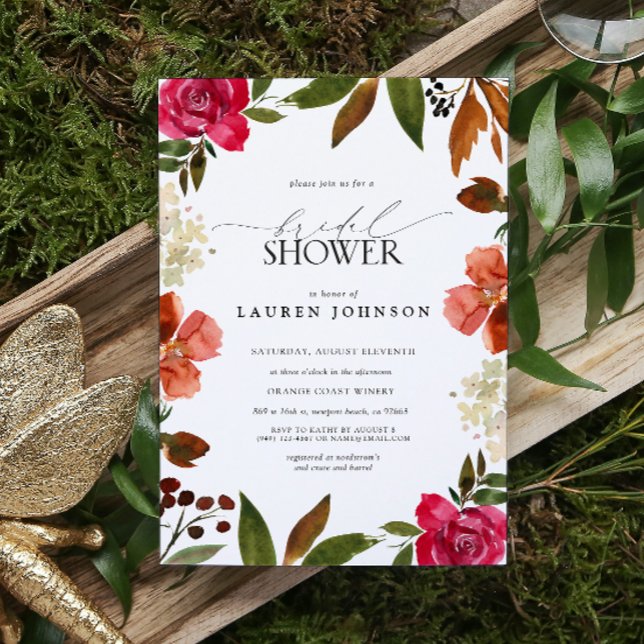 Invitación Naranja rosa y quemado ducha de novia floral otoño (Bridal Shower Invitation!)