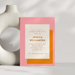 Invitación Naranja rosado de la moderna Bachelorette Geométri<br><div class="desc">Invitación a la fiesta de la bachillerato de estilo moderno geométrico negrita rosa y Naranja</div>