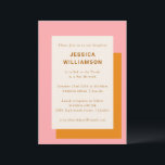 Invitación Naranja rosado moderno de la cuta geométrica Mitzv<br><div class="desc">Moderna cocina geométrica audaz elegante Bat Mitzvah Party Invitación en rosa y Naranja</div>