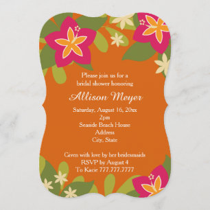 Invitación Naranja rosado Tropical Hibiscus Flower Bridal Sho