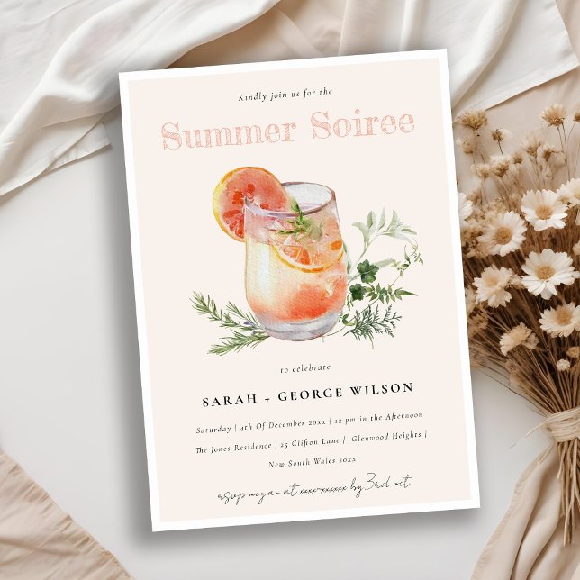 Invitación Naranja Rubor Summer Soiree Fiesta de la piscina d (Subido por el creador)
