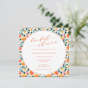 Invitación Naranja ruso acuarela Floral Bridal Shower