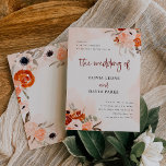 Invitación Naranja ruso Boho | Boda Rubor de acuarela<br><div class="desc">Estas hermosas y románticas invitaciones nupciales presentan un estilo boho moderno y una elegante caligrafía burdeos. Rústicos ramos buquets bohemios de flores naranjas,  melocotones,  ruidosas y taupes y hojas botánicas neutras decoran las esquinas,  con sutiles salpicaduras de acuarela en un suave fondo de color negro.</div>